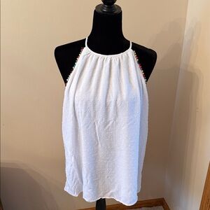 Maurices White Halter Top with Beaded Accents
